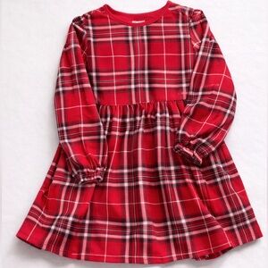 Garanimals Red Plaid Dress 12M Baby Girl Holiday Long Sleeve Knit Dress